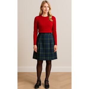 Talbots RSVP Blackwatch Plaid A-Line Skirt Fully Lined Side Zip Closure Size 6P